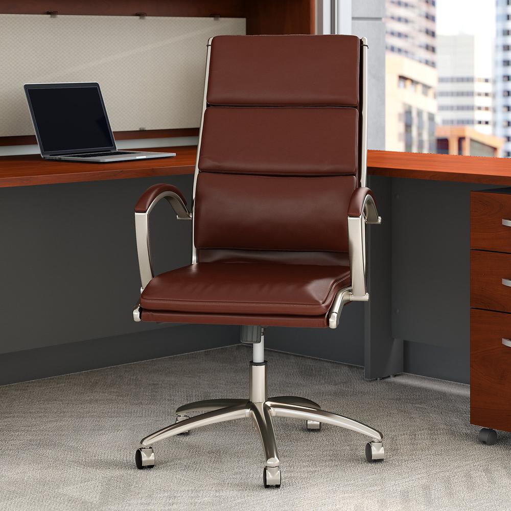 Bush Business Furniture Modelo High Back Leather Executive Office Chair, Harvest Cherry Leather. Picture 2
