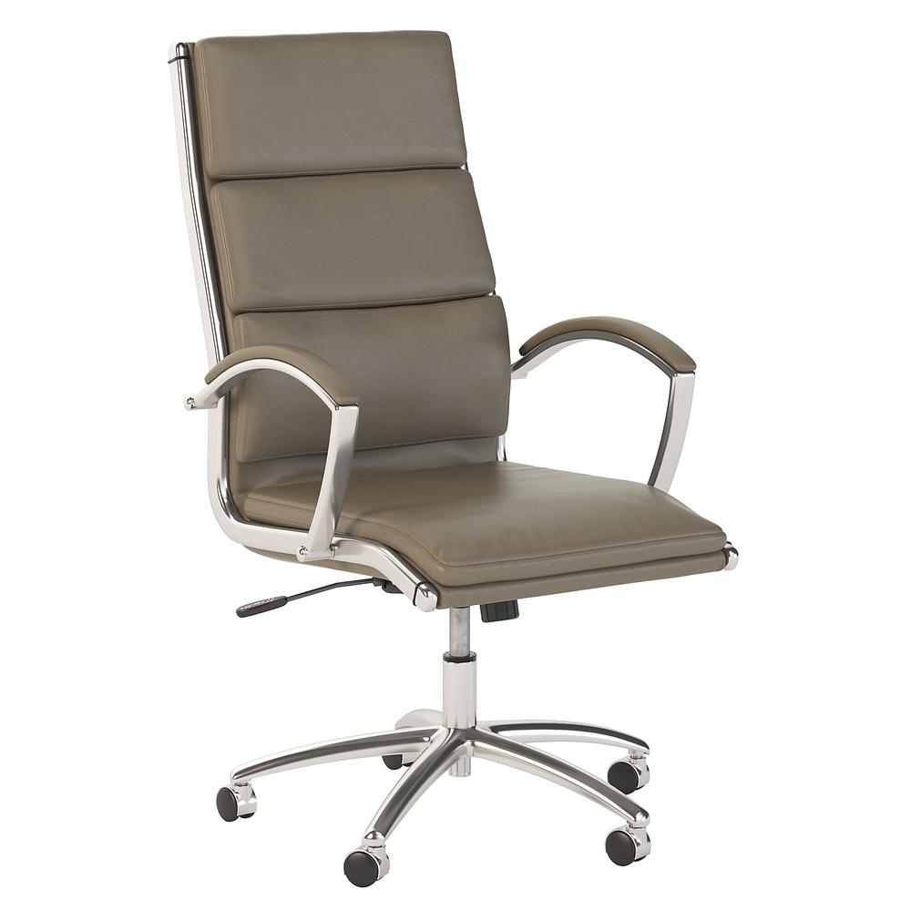 Bush Business Furniture Modelo High Back Leather Executive Office Chair, Washed Gray Leather. Picture 1