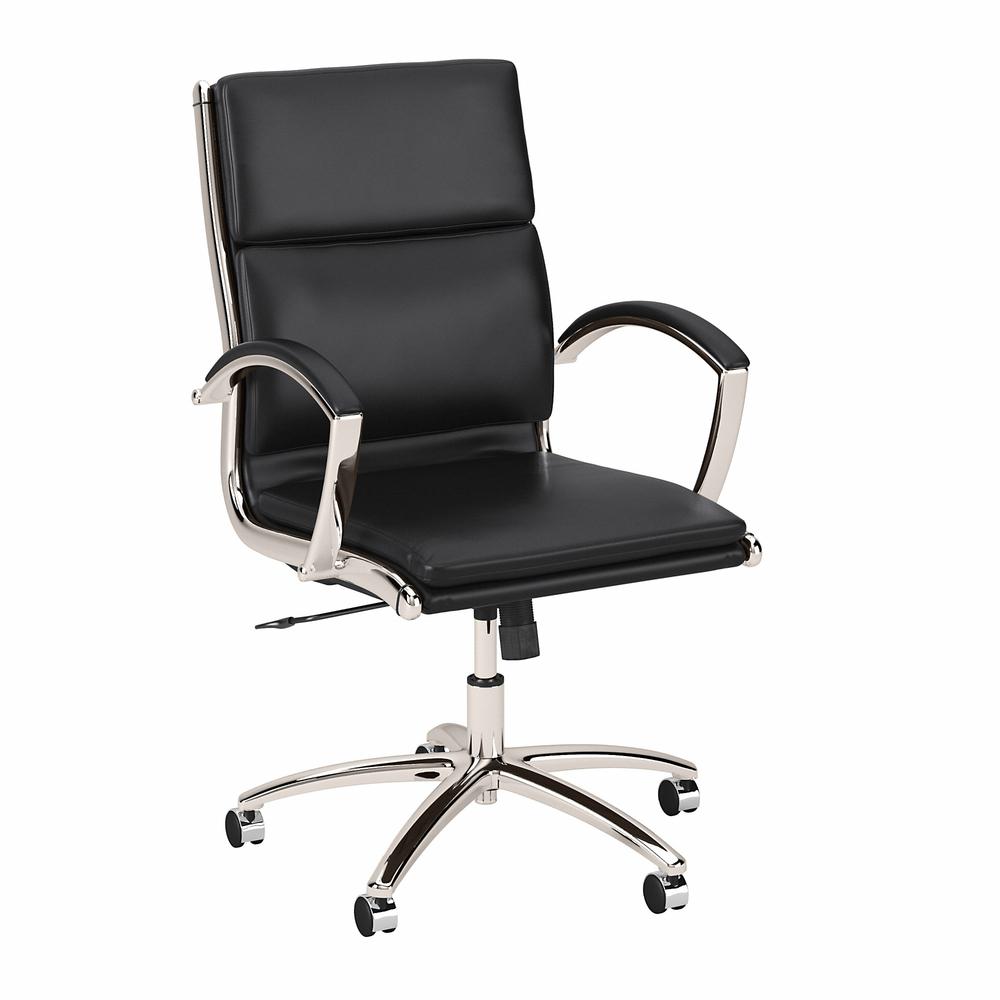 Bush Business Furniture Modelo Mid Back Leather Executive Office Chair - Black Leather. Picture 1