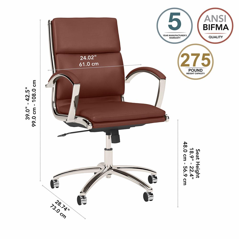 Bush Business Furniture Modelo Mid Back Leather Executive Office Chair - Harvest Cherry Leather. Picture 6