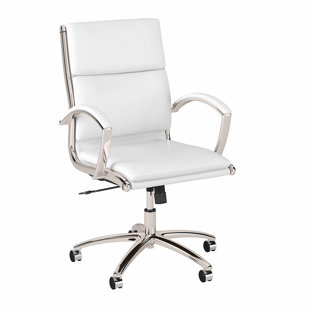 Bush Business Furniture Modelo Mid Back Leather Executive Office Chair - White Leather. Picture 1