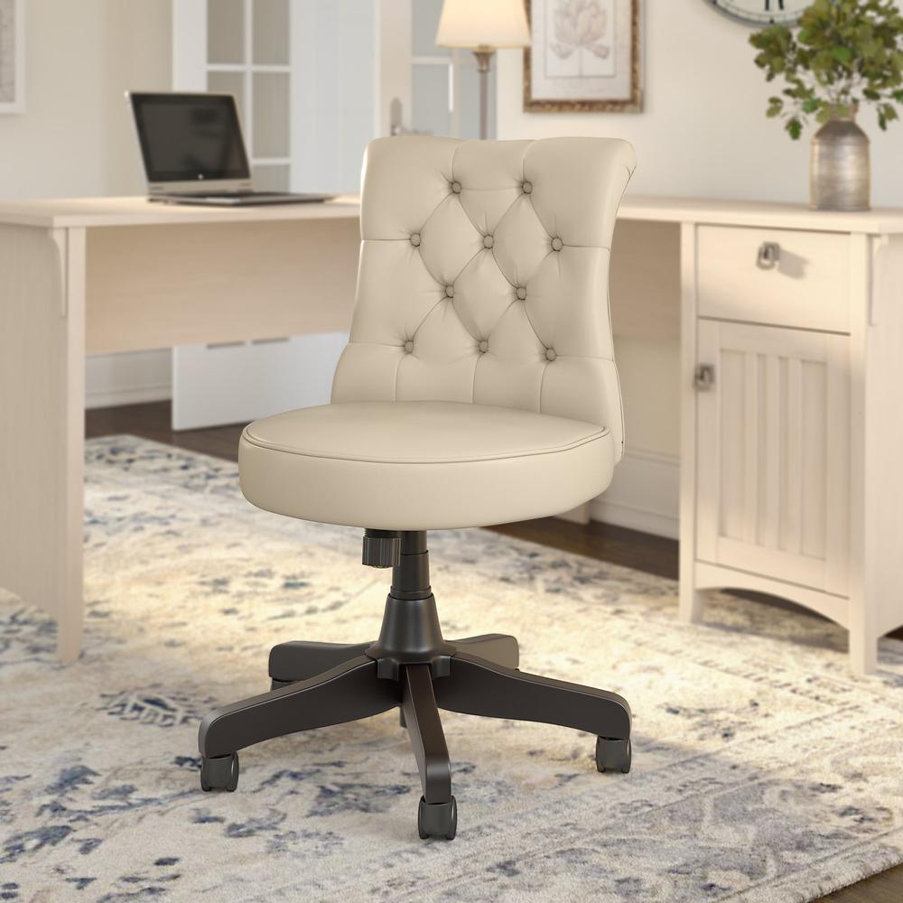 Bush Business Furniture Arden Lane Mid Back Tufted Office Chair, Antique White Leather. Picture 2