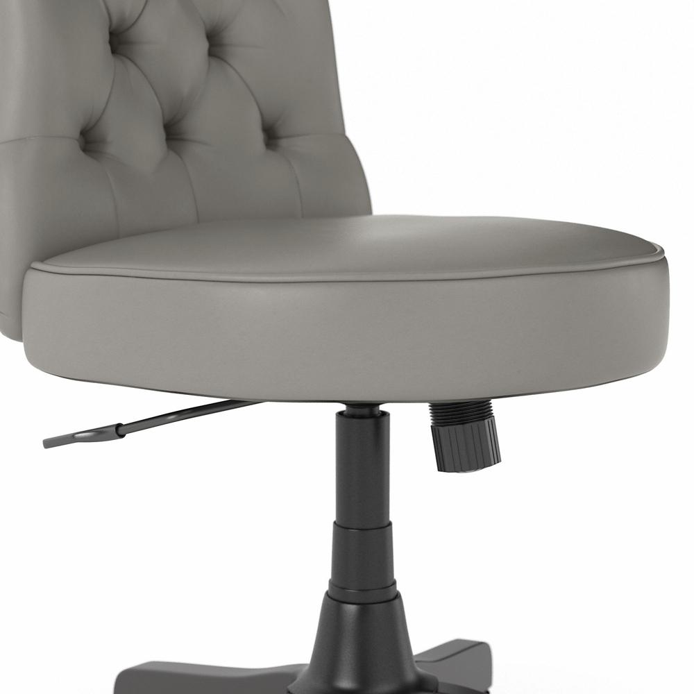 Mid Back Tufted Office Chair Light Gray Leather. Picture 5