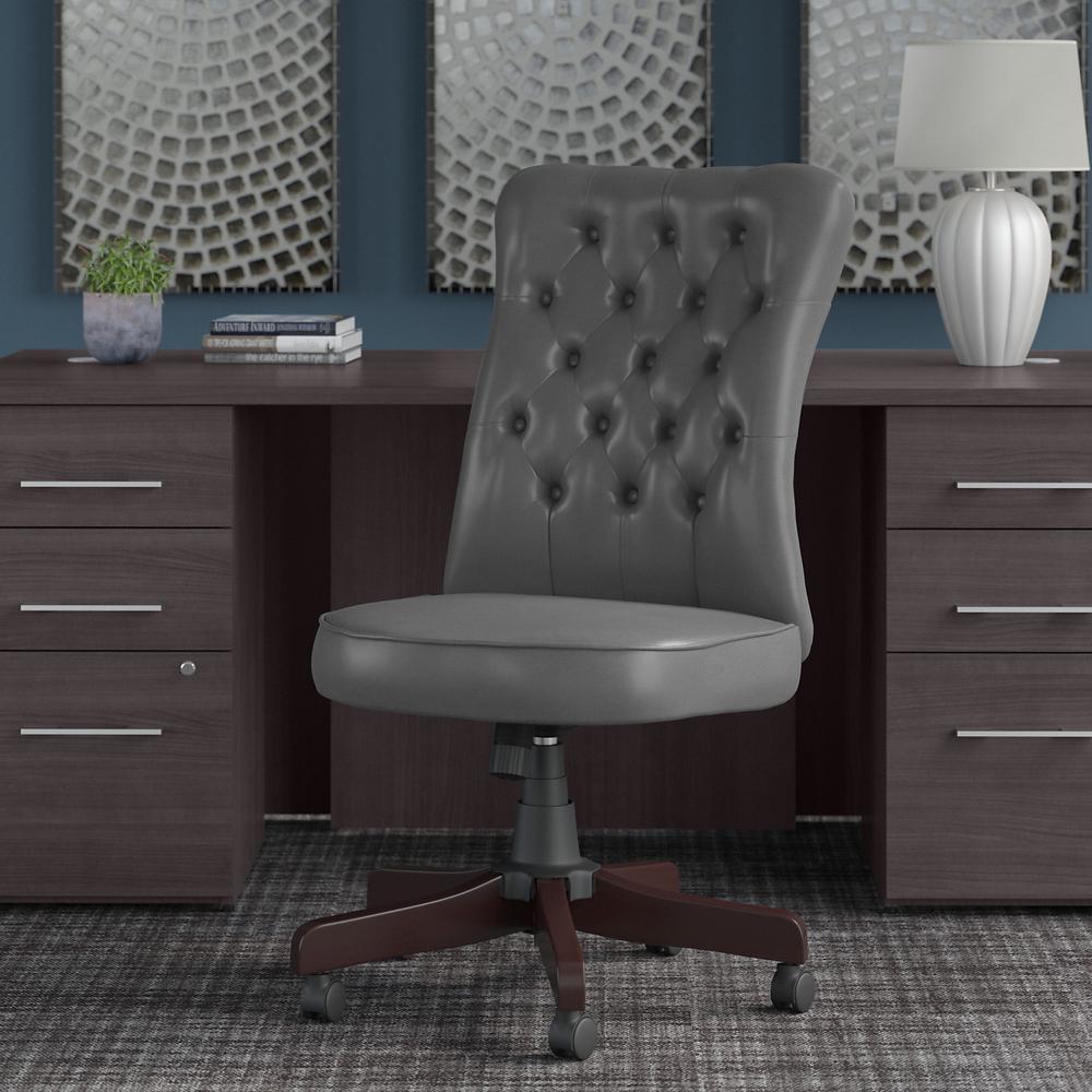 Bush Business Furniture Arden Lane High Back Tufted Office Chair - Dark Gray Leather. Picture 2