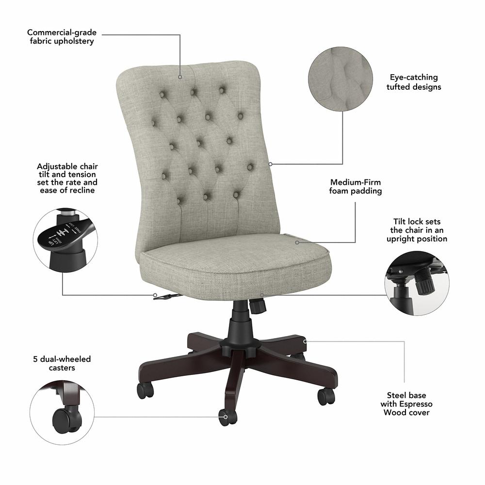 Bush Business Furniture Arden Lane High Back Tufted Office Chair - Light Gray. Picture 2