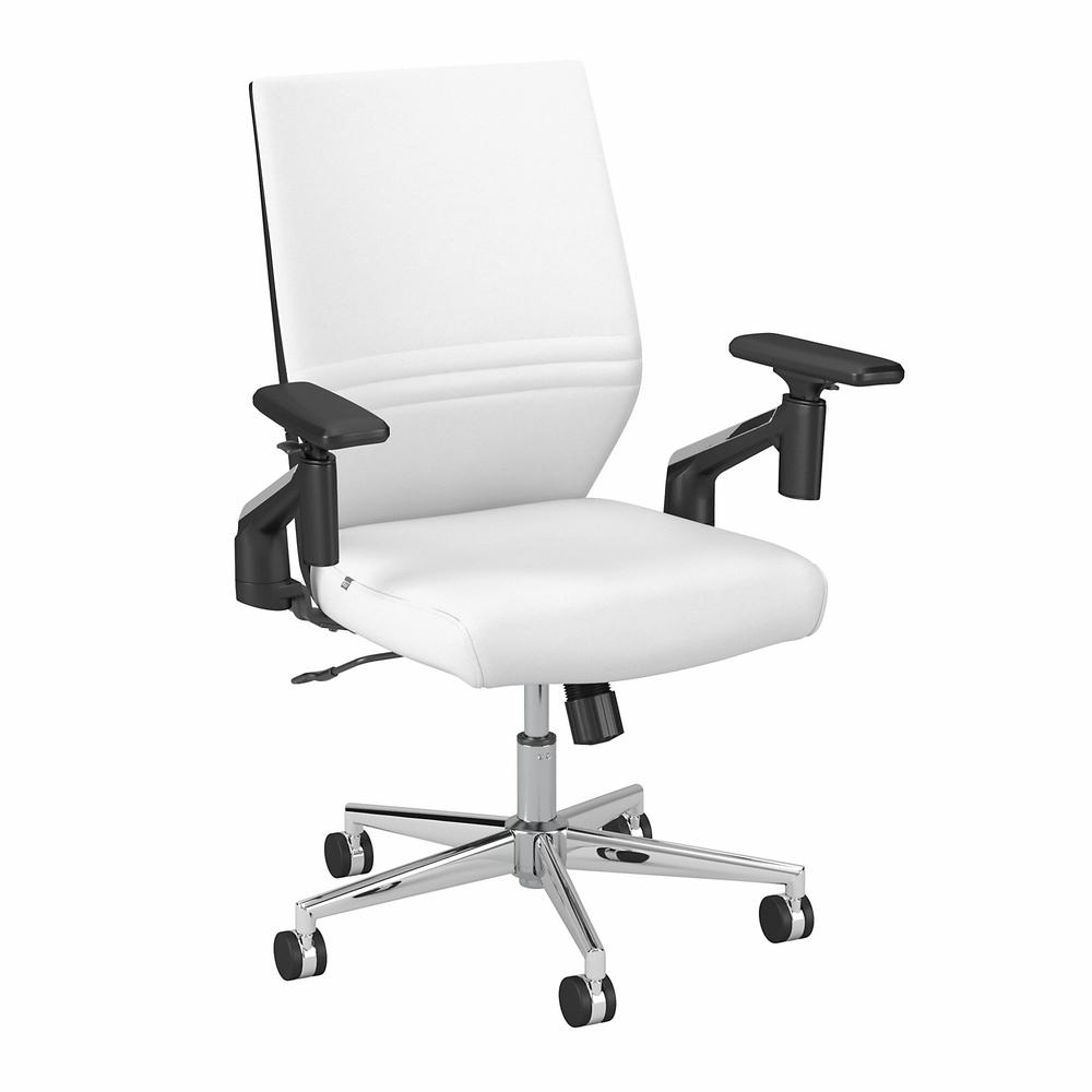 Bush Business Furniture Laguna Mid Back Leather Office Chair - White Leather. Picture 1