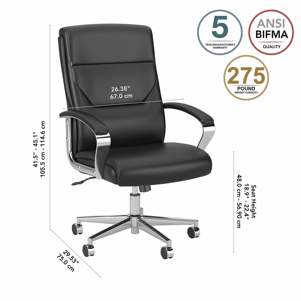 Bush Business Furniture South Haven High Back Leather Executive Office Chair - Black Leather. Picture 6