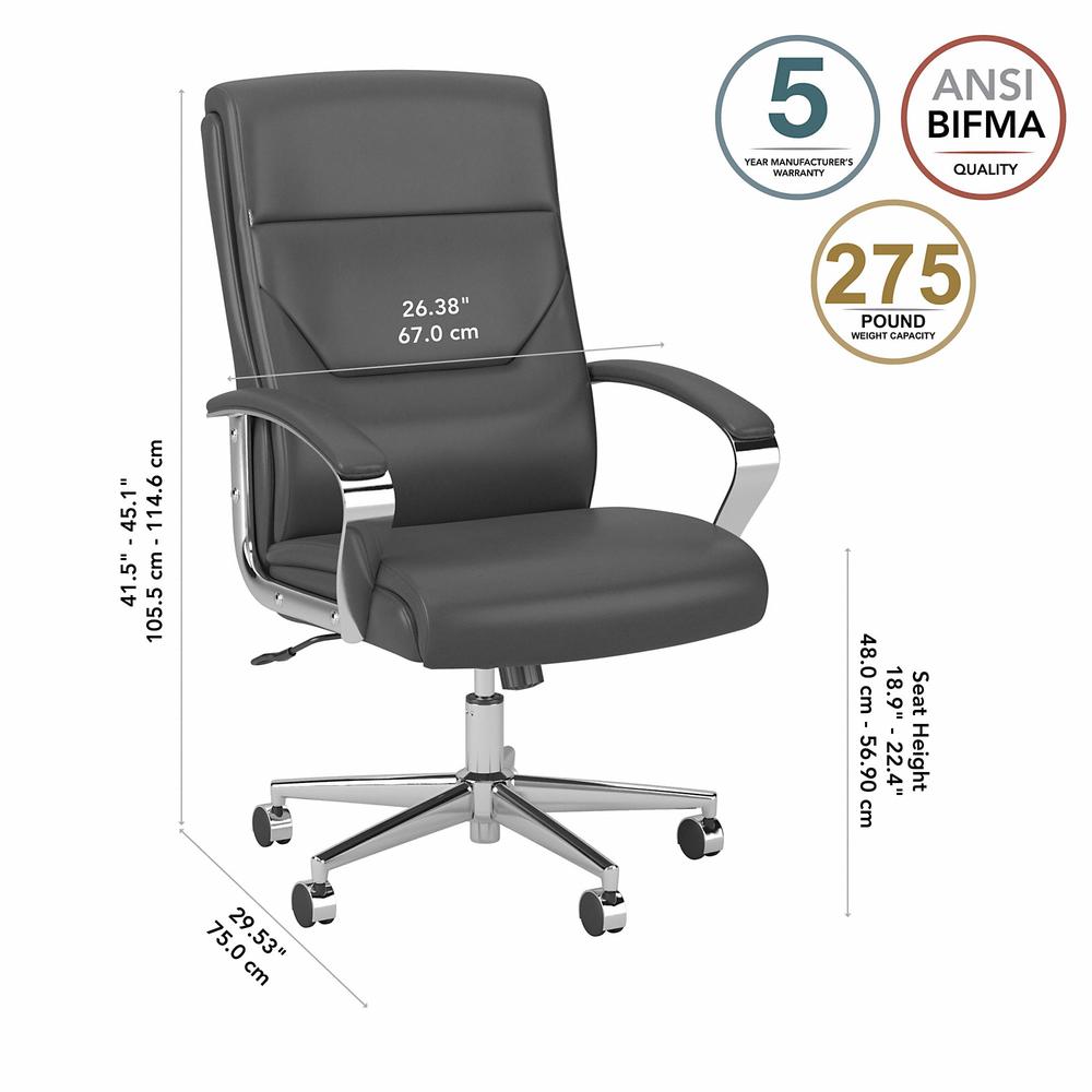 Bush Business Furniture South Haven High Back Leather Executive Office Chair - Dark Gray Leather. Picture 6