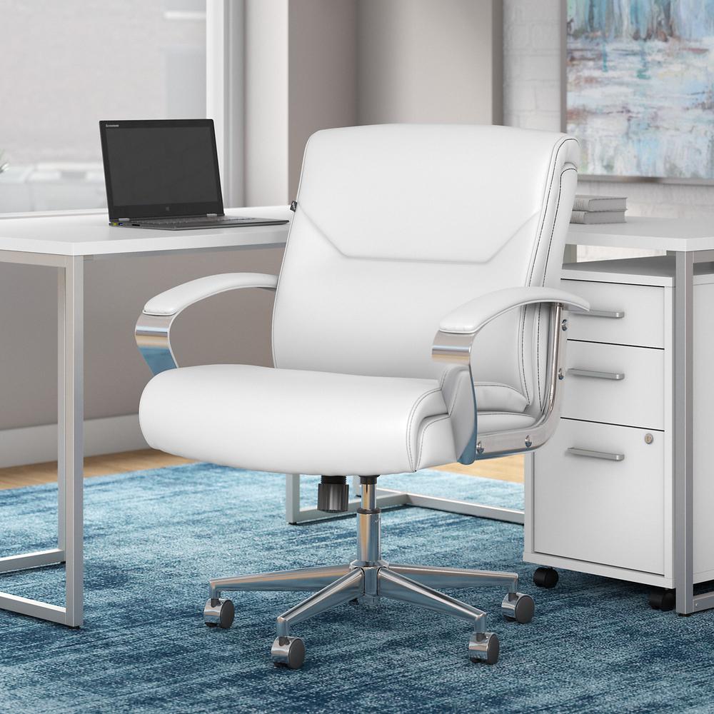 Bush Business Furniture South Haven Mid Back Leather Executive Office Chair - White Leather. Picture 4