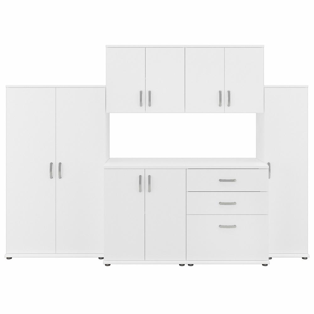 Bush Business Furniture Universal 6 Piece Modular Closet Storage Set with Floor and Wall Cabinets, White. Picture 1