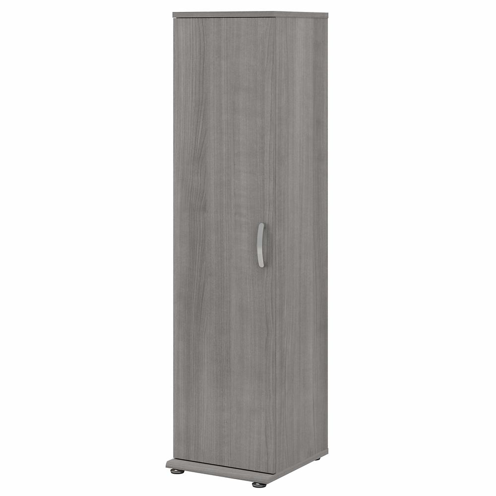 Bush Business Furniture Universal Narrow Clothing Storage Cabinet with Door and Shelves, Platinum Gray. Picture 1
