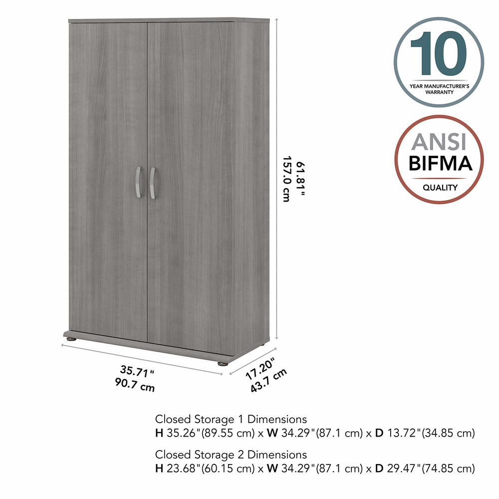 Bush Business Furniture Universal Tall Clothing Storage Cabinet with Doors and Shelves, Platinum Gray. Picture 5