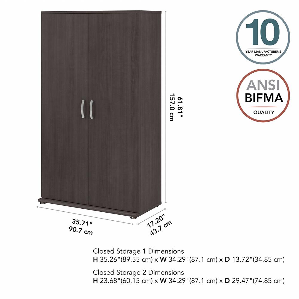 Bush Business Furniture Universal Tall Clothing Storage Cabinet with Doors and Shelves, Storm Gray/Storm Gray. Picture 5