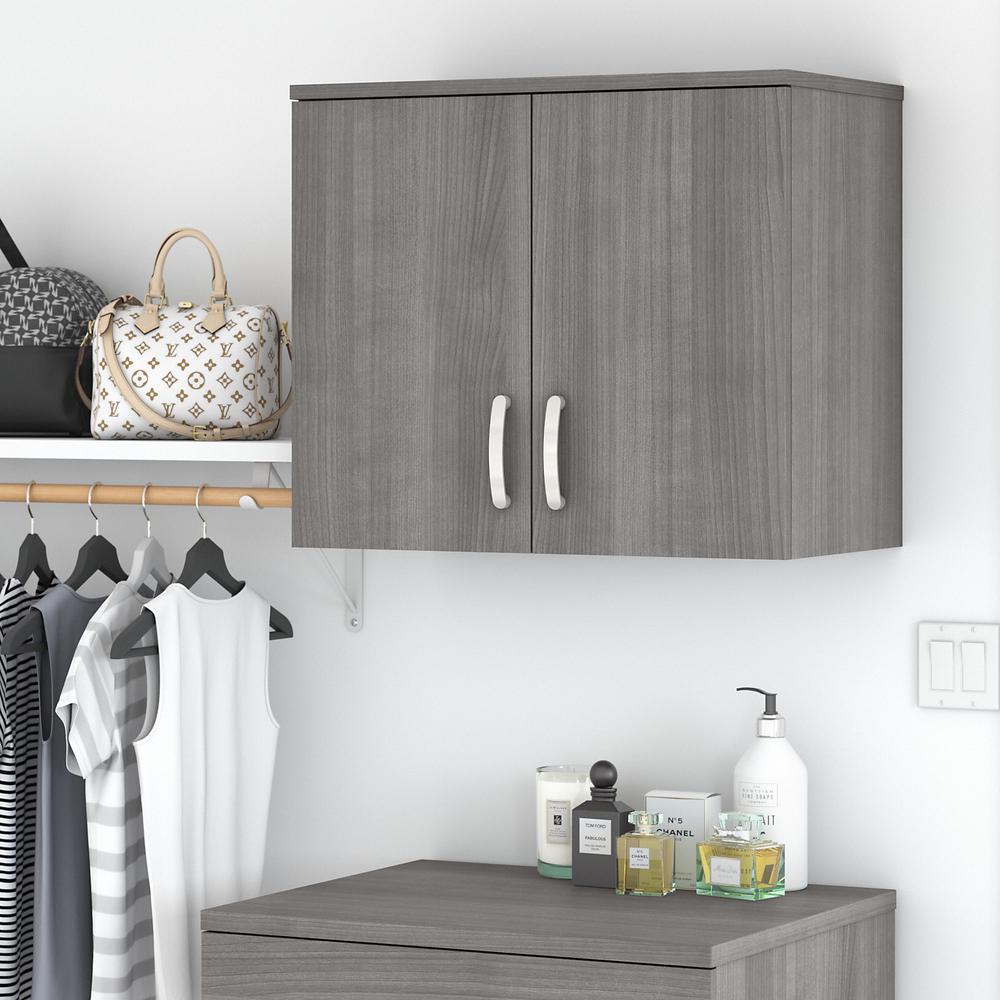 Bush Business Furniture Universal Closet Wall Cabinet with Doors and Shelves, Platinum Gray. Picture 2