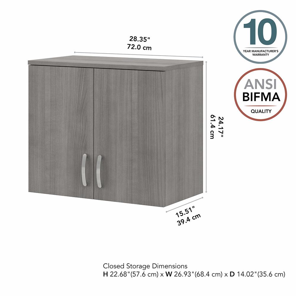Bush Business Furniture Universal Closet Wall Cabinet with Doors and Shelves, Platinum Gray. Picture 5