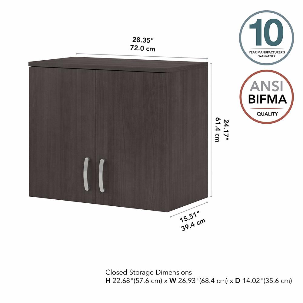 Bush Business Furniture Universal Closet Wall Cabinet with Doors and Shelves, Storm Gray/Storm Gray. Picture 5