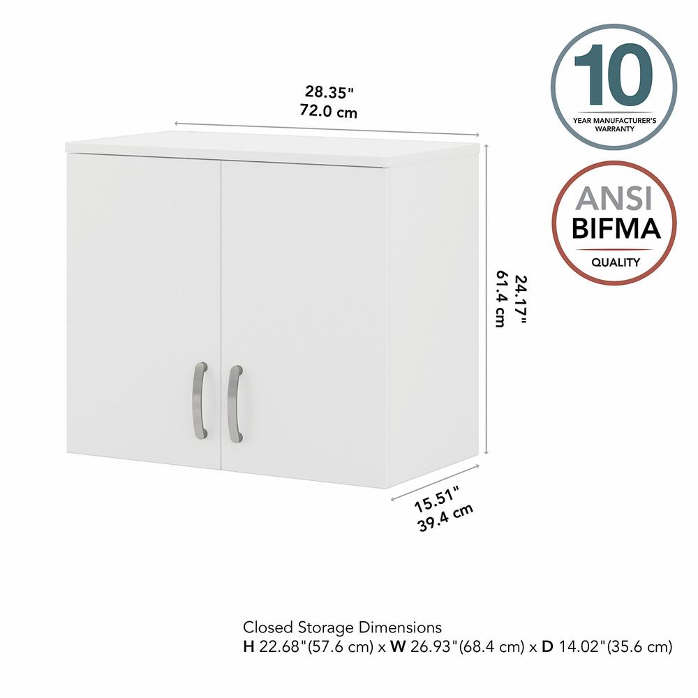 Bush Business Furniture Universal Closet Wall Cabinet with Doors and Shelves, White. Picture 5