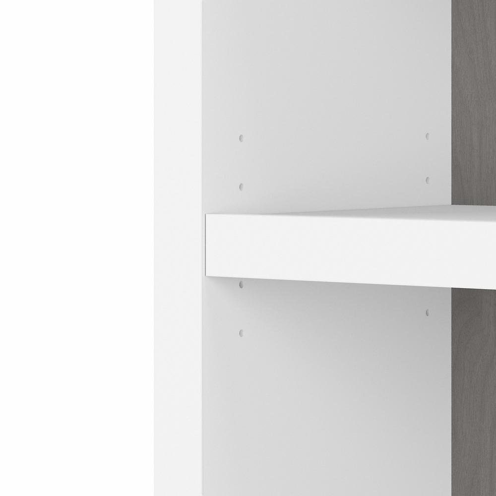 Echo 5 Shelf Bookcase in Pure White and Modern Gray. Picture 4