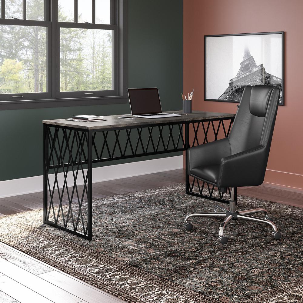 kathy ireland® Home by Bush Furniture City Park 60W Industrial Writing Desk, Dark Gray Hickory. Picture 2