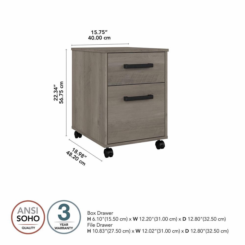 kathy ireland® Home by Bush Furniture City Park 2 Drawer Mobile File Cabinet, Driftwood Gray. Picture 5