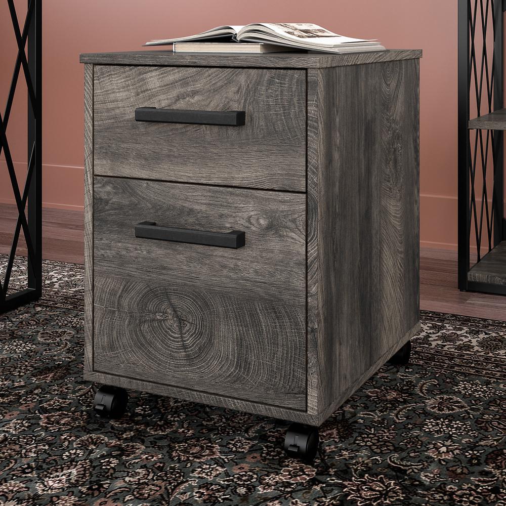 kathy ireland® Home by Bush Furniture City Park 2 Drawer Mobile File Cabinet, Dark Gray Hickory. Picture 2