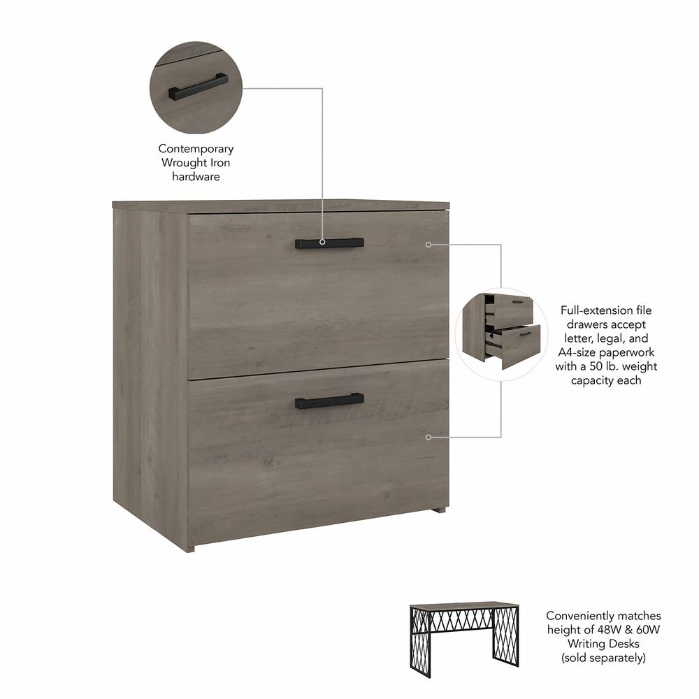 kathy ireland® Home by Bush Furniture City Park 2 Drawer Lateral File Cabinet, Driftwood Gray. Picture 3