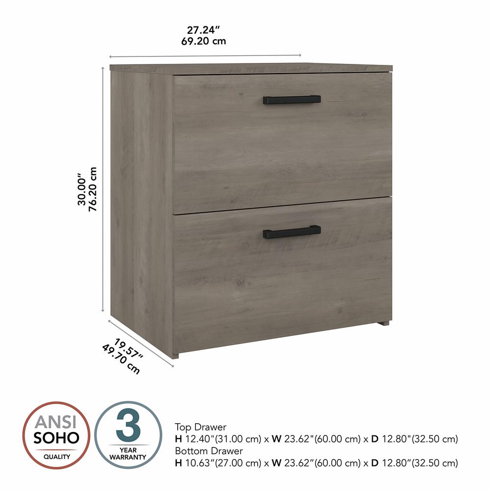 kathy ireland® Home by Bush Furniture City Park 2 Drawer Lateral File Cabinet, Driftwood Gray. Picture 5