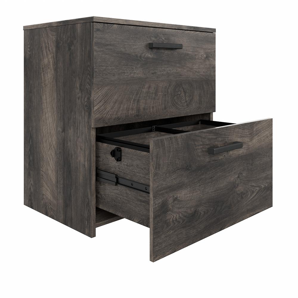 kathy ireland® Home by Bush Furniture City Park 2 Drawer Lateral File Cabinet, Dark Gray Hickory. Picture 6