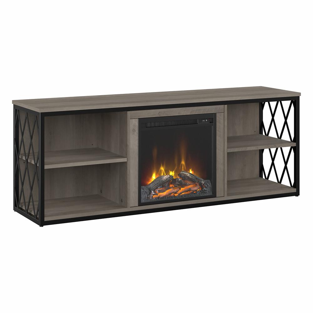 kathy ireland® Home by Bush Furniture City Park 60W Electric Fireplace TV Stand for 70 Inch TV, Driftwood Gray. Picture 1