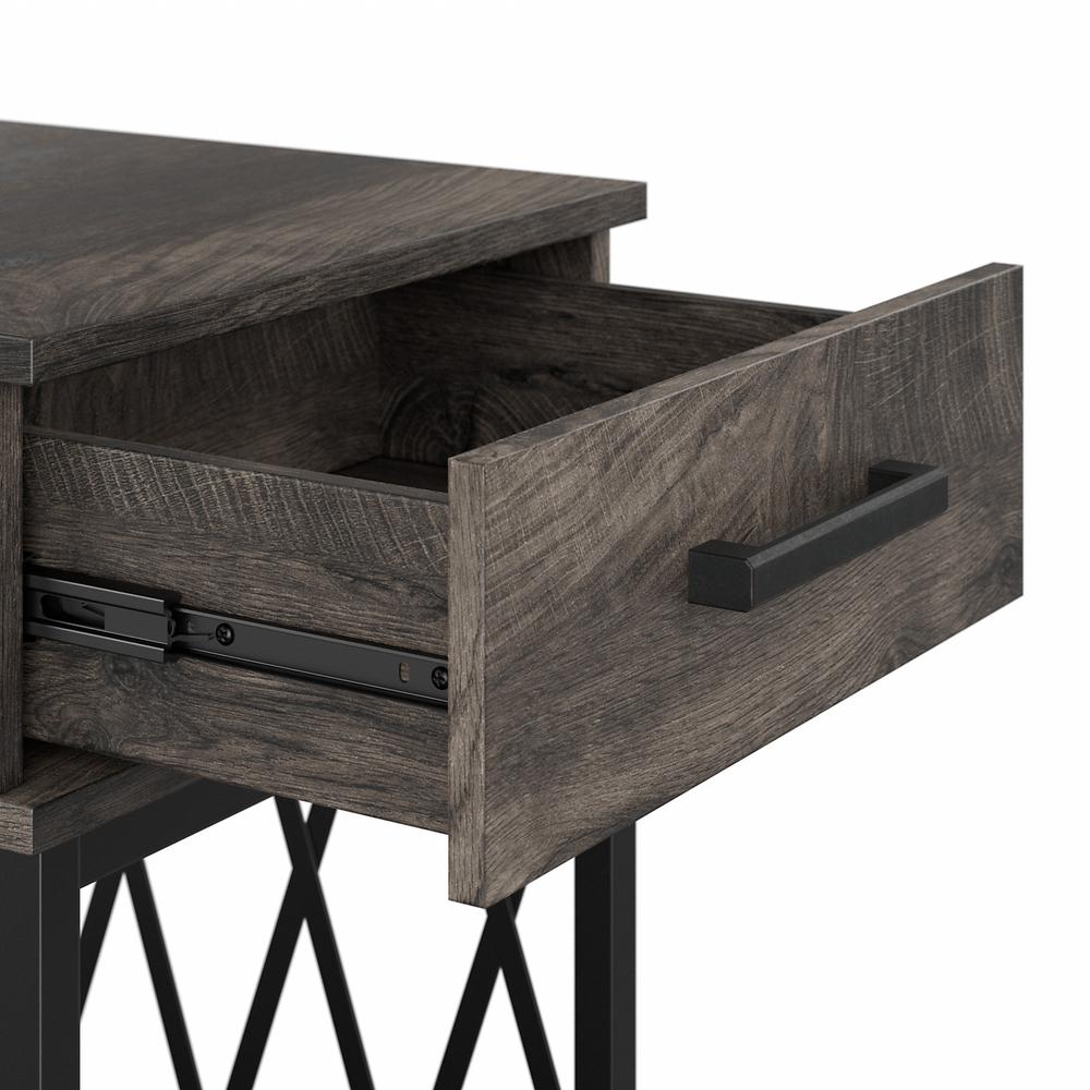 kathy ireland® Home by Bush Furniture City Park Industrial End Table with Drawer, Dark Gray Hickory. Picture 6