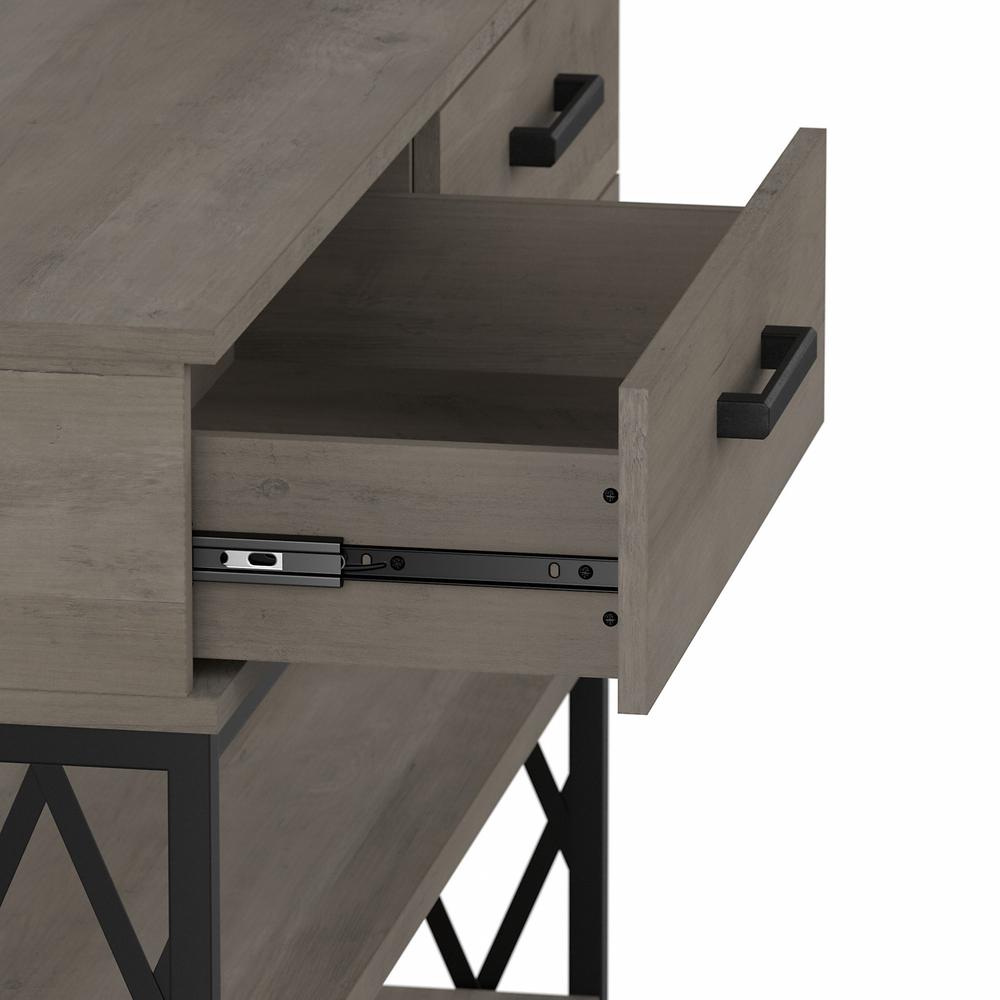 kathy ireland® Home by Bush Furniture City Park Industrial Console Table with Drawers and Shelves, Driftwood Gray. Picture 6