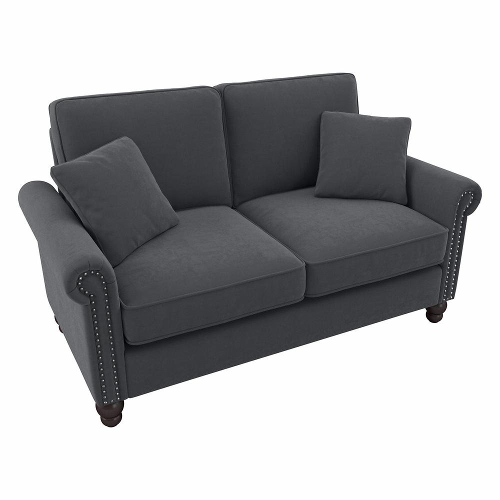 Bush Furniture Coventry 61W Loveseat, Dark Gray Microsuede Fabric. Picture 1