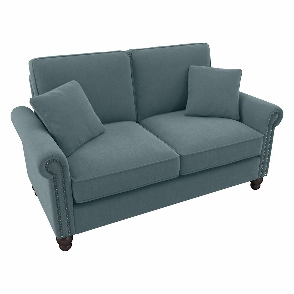 Bush Furniture Coventry 61W Loveseat, Turkish Blue Herringbone Fabric. Picture 1