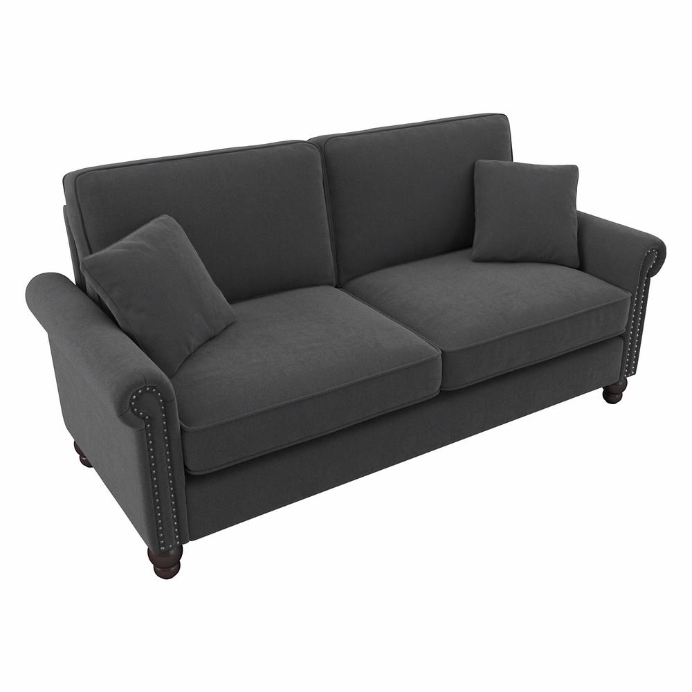 Bush Furniture Coventry 73W Sofa, Charcoal Gray Herringbone Fabric. Picture 1