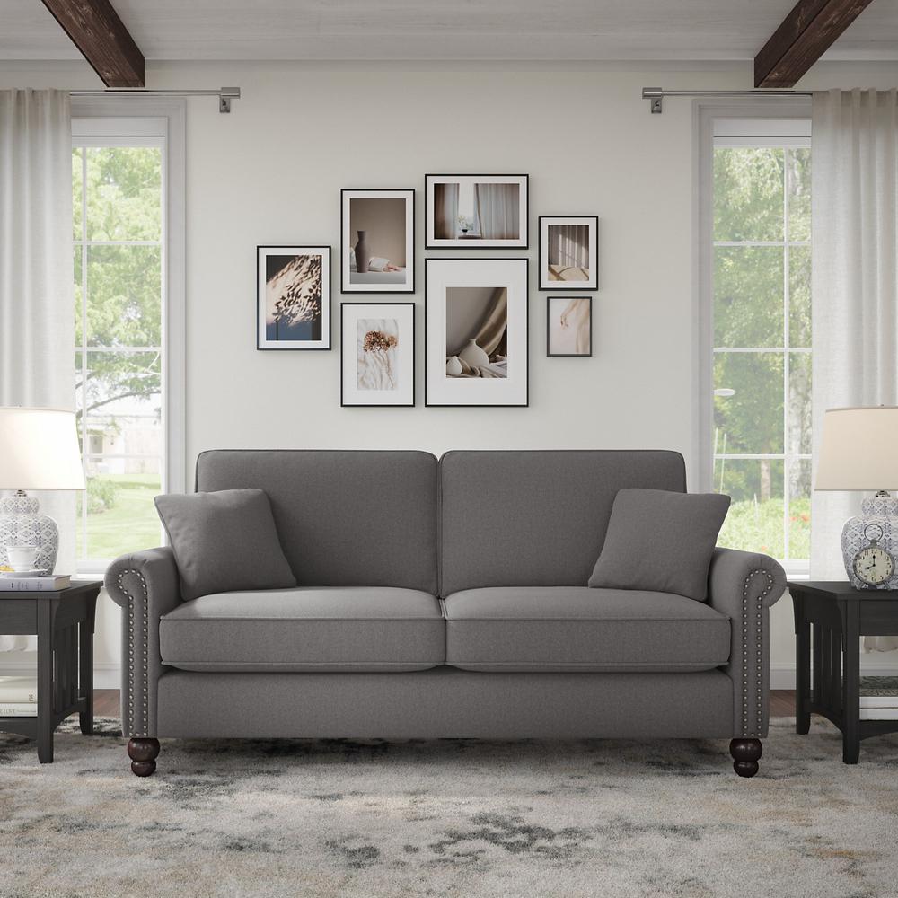 Bush Furniture Coventry 73W Sofa, French Gray Herringbone Fabric. Picture 2