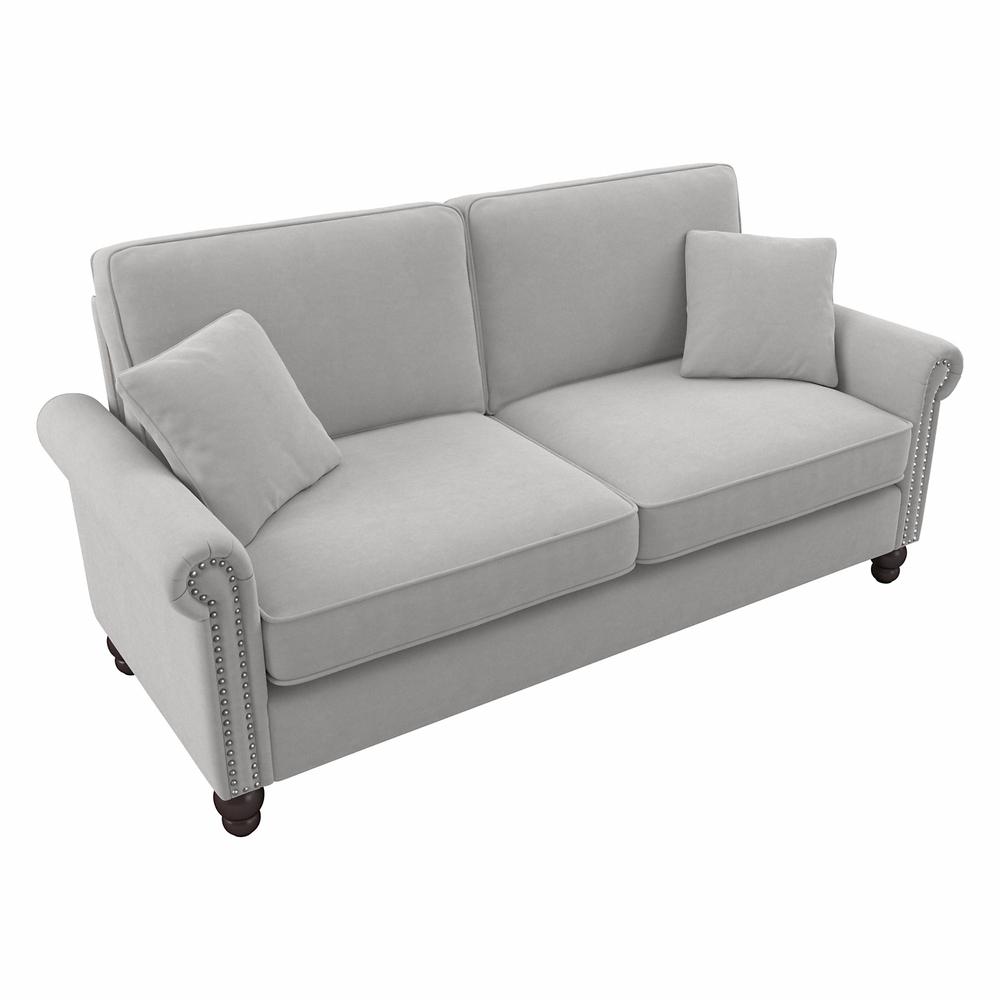 Bush Furniture Coventry 73W Sofa, Light Gray Microsuede Fabric. Picture 7