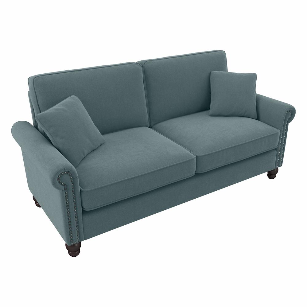 Bush Furniture Coventry 73W Sofa, Turkish Blue Herringbone Fabric. Picture 1