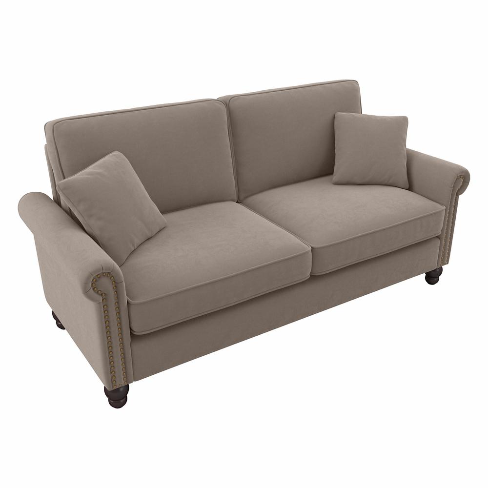 Bush Furniture Coventry 73W Sofa, Tan Microsuede Fabric. Picture 1