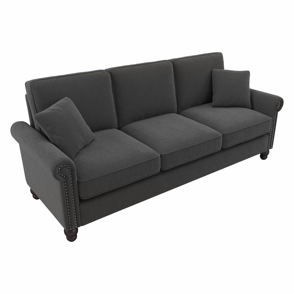 Bush Furniture Coventry 85W Sofa, Charcoal Gray Herringbone Fabric. Picture 1
