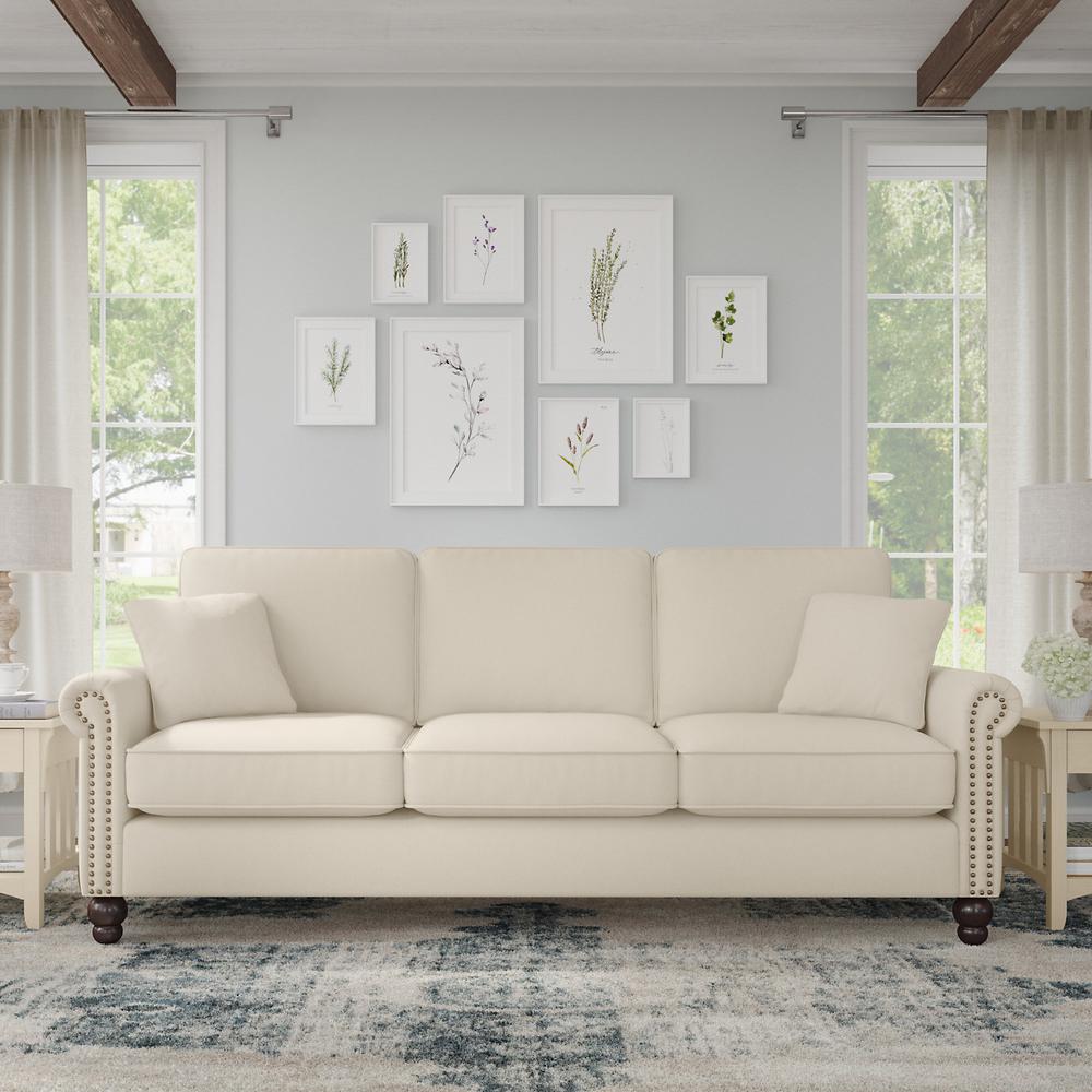 Bush Furniture Coventry 85W Sofa, Cream Herringbone Fabric. Picture 2