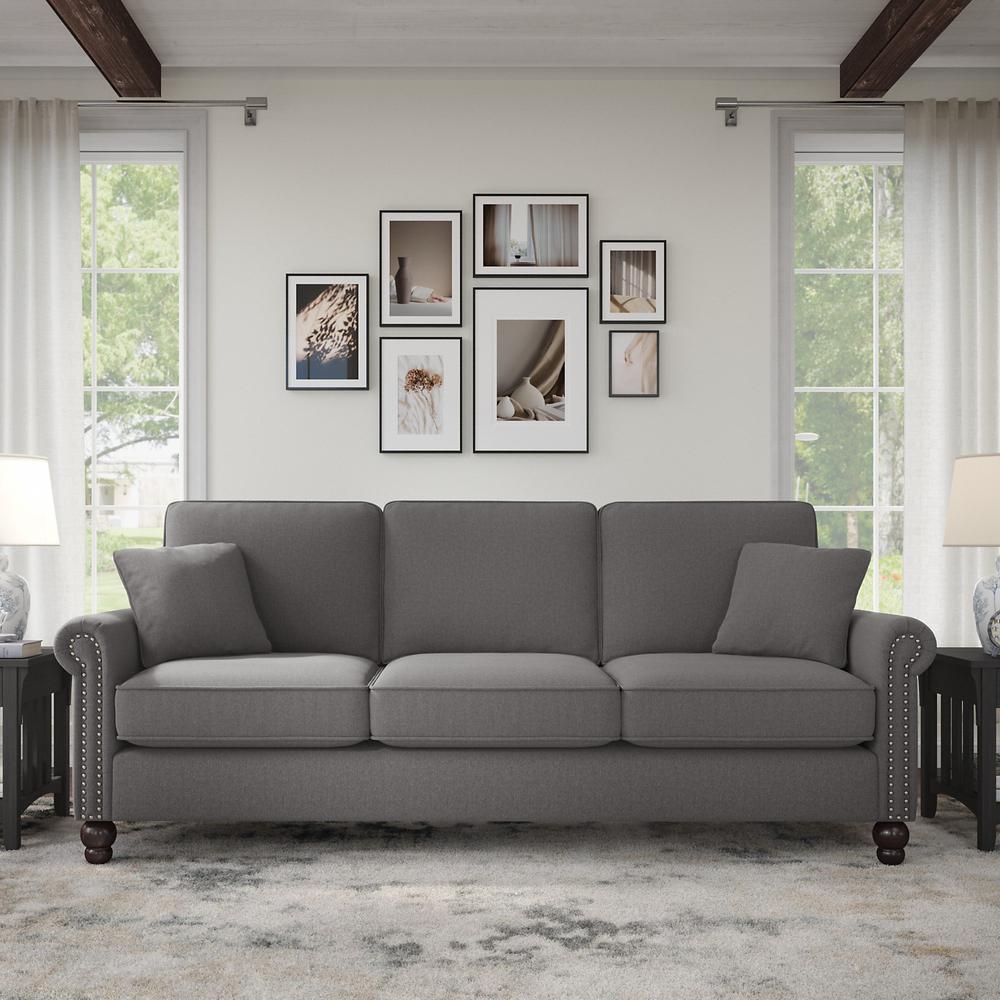 Bush Furniture Coventry 85W Sofa, French Gray Herringbone Fabric. Picture 2