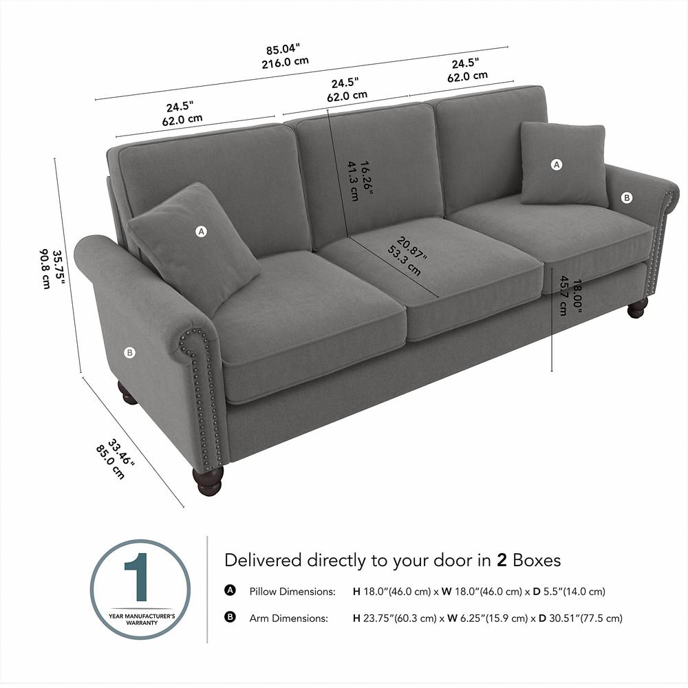 Bush Furniture Coventry 85W Sofa, French Gray Herringbone Fabric. Picture 6