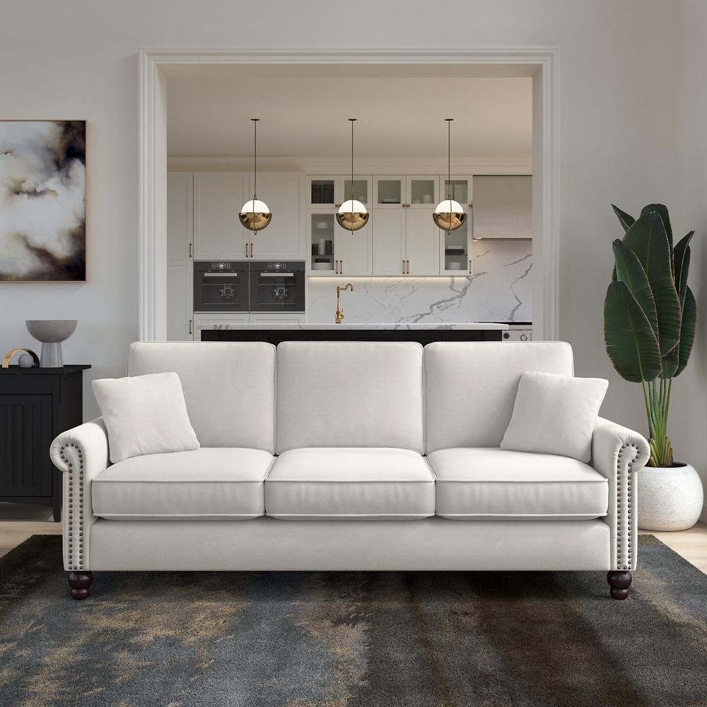 Bush Furniture Coventry 85W Sofa, Light Beige Microsuede Fabric. Picture 5