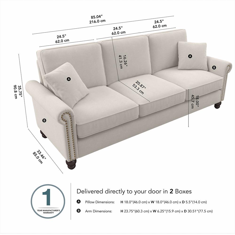 Bush Furniture Coventry 85W Sofa, Light Beige Microsuede Fabric. Picture 6
