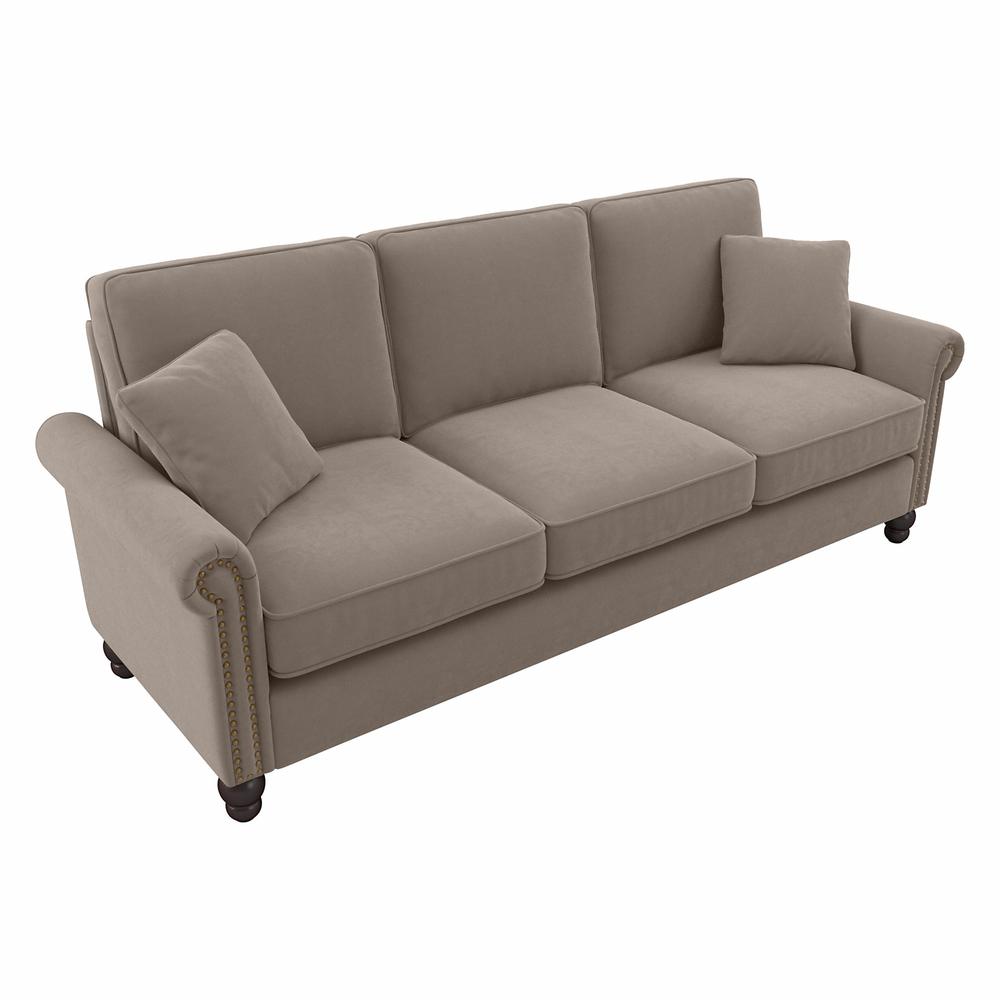 Bush Furniture Coventry 85W Sofa, Tan Microsuede Fabric. Picture 1