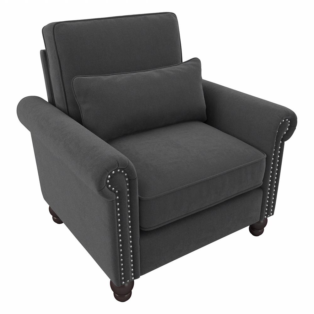 Bush Furniture Coventry Accent Chair with Arms, Charcoal Gray Herringbone Fabric. Picture 1