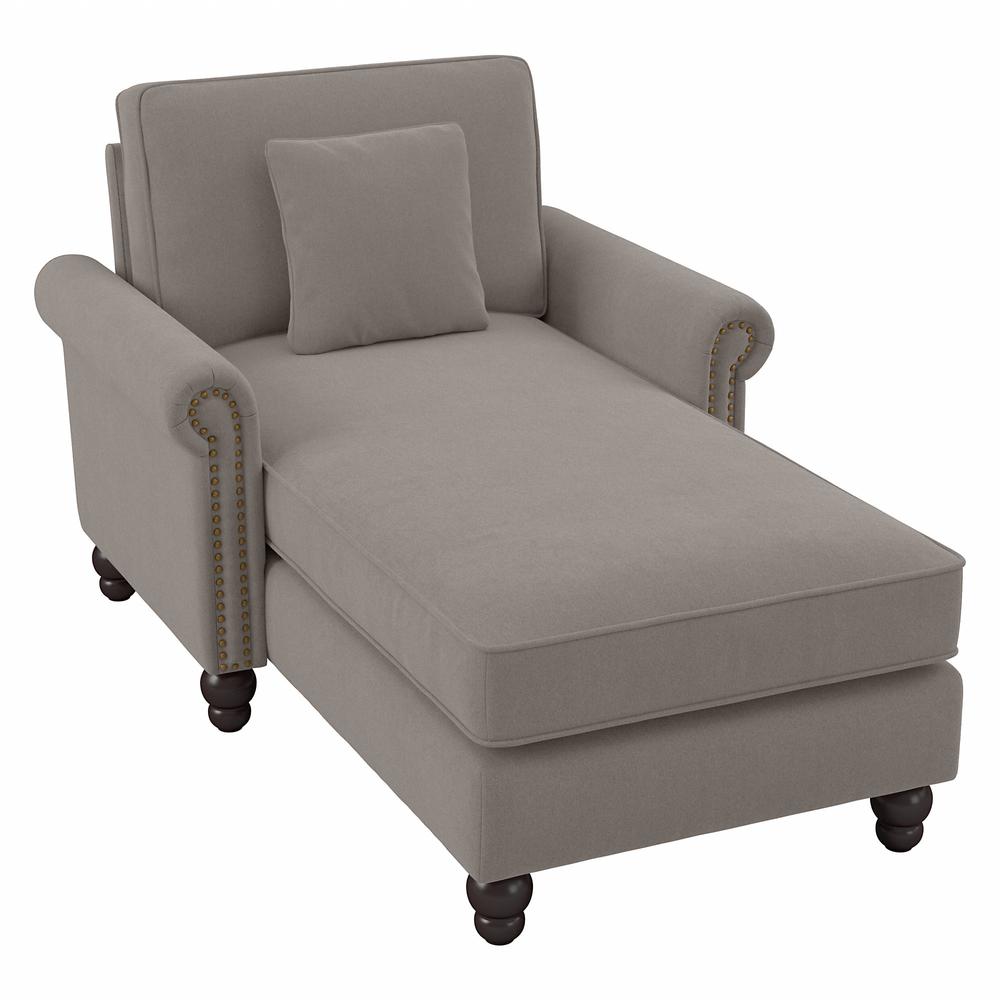Bush Furniture Coventry Chaise Lounge with Arms, Beige Herringbone Fabric. Picture 1