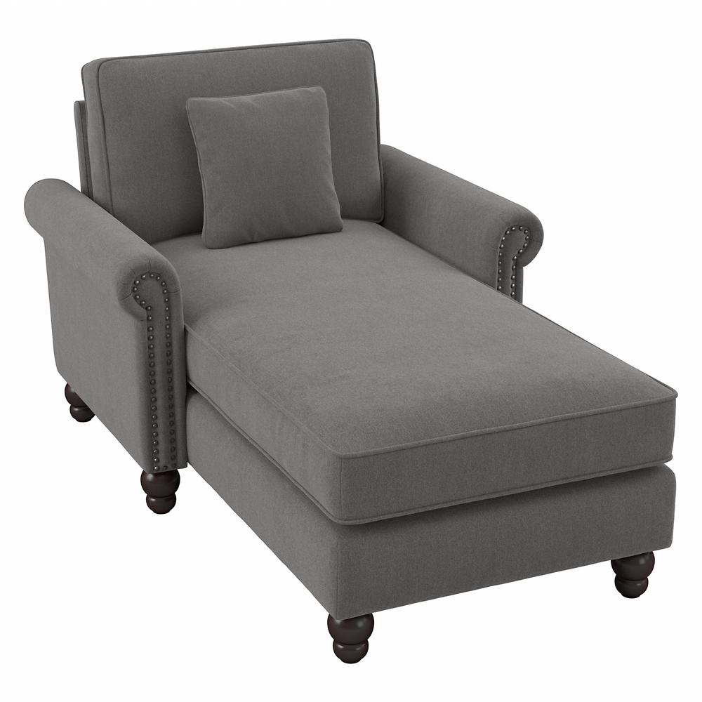 Bush Furniture Coventry Chaise Lounge with Arms, French Gray Herringbone Fabric. Picture 1