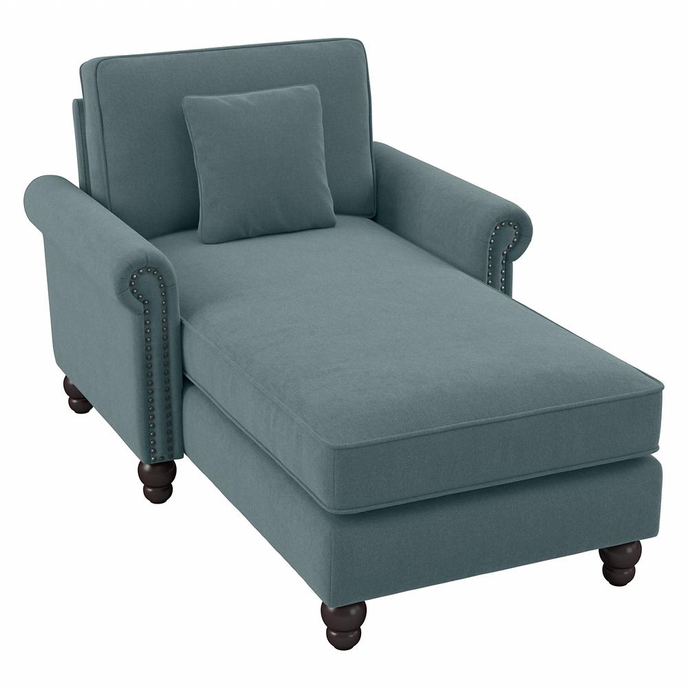 Bush Furniture Coventry Chaise Lounge with Arms, Turkish Blue Herringbone Fabric. Picture 3