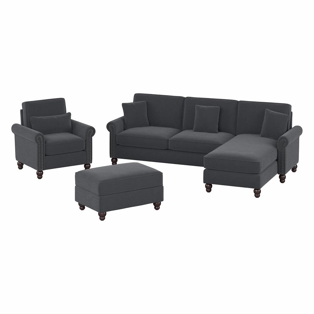 Sectional Couch with Reversible Chaise Lounge, Accent Chair, and Ottoman. Picture 1